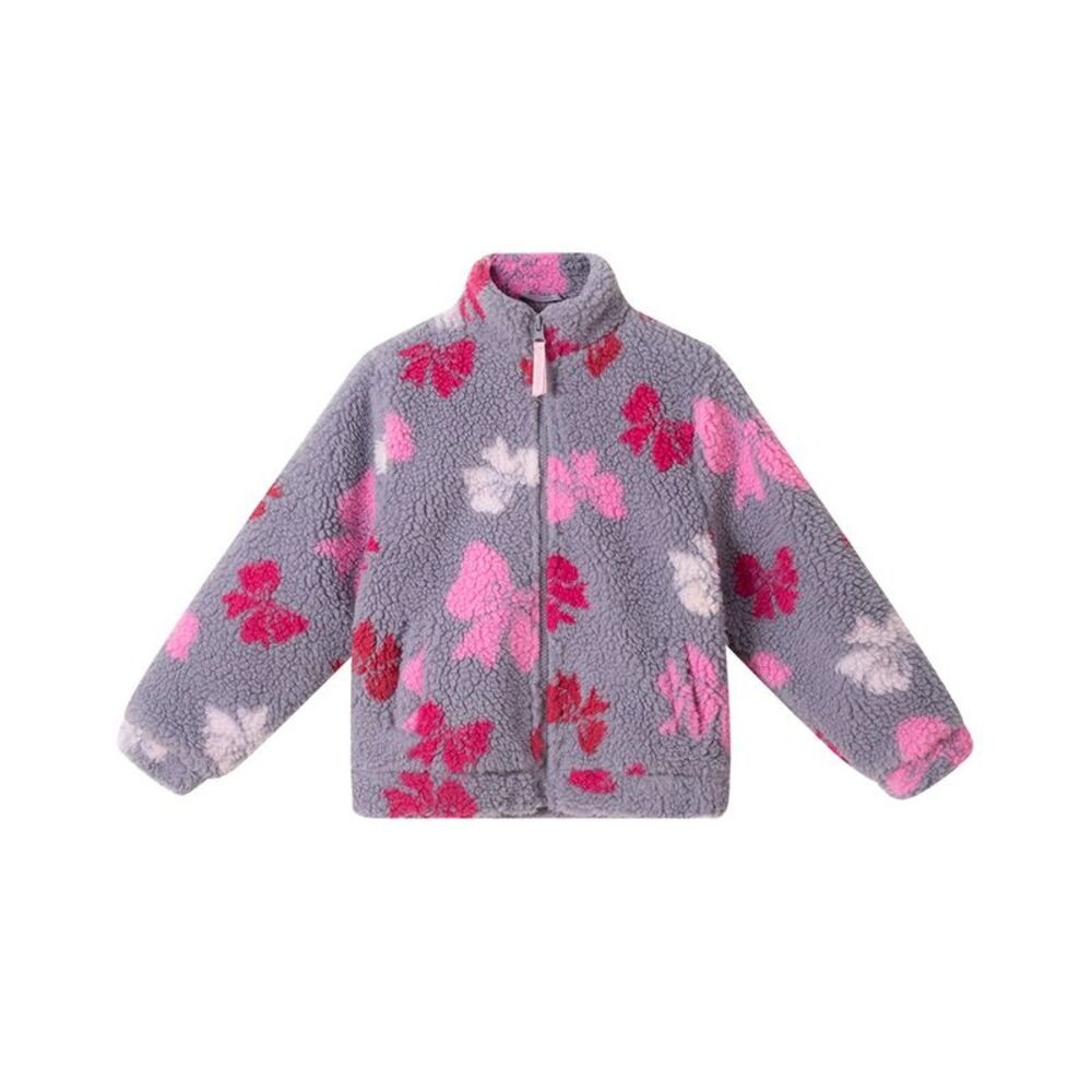 Andy & Evan Girls  Bow Printed Sherpa Jacket, Grey